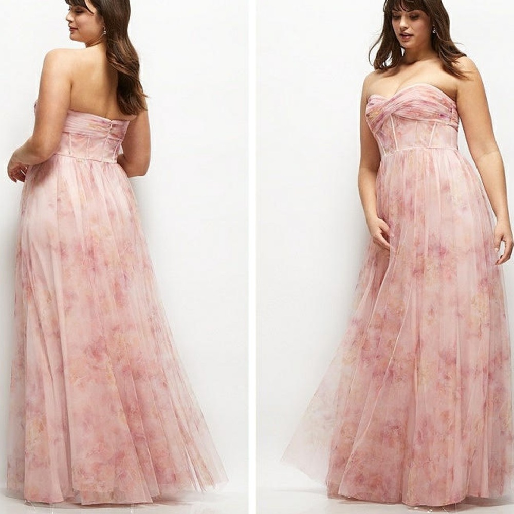 Dessy Collection Pink Ruched Sweetheart Gown